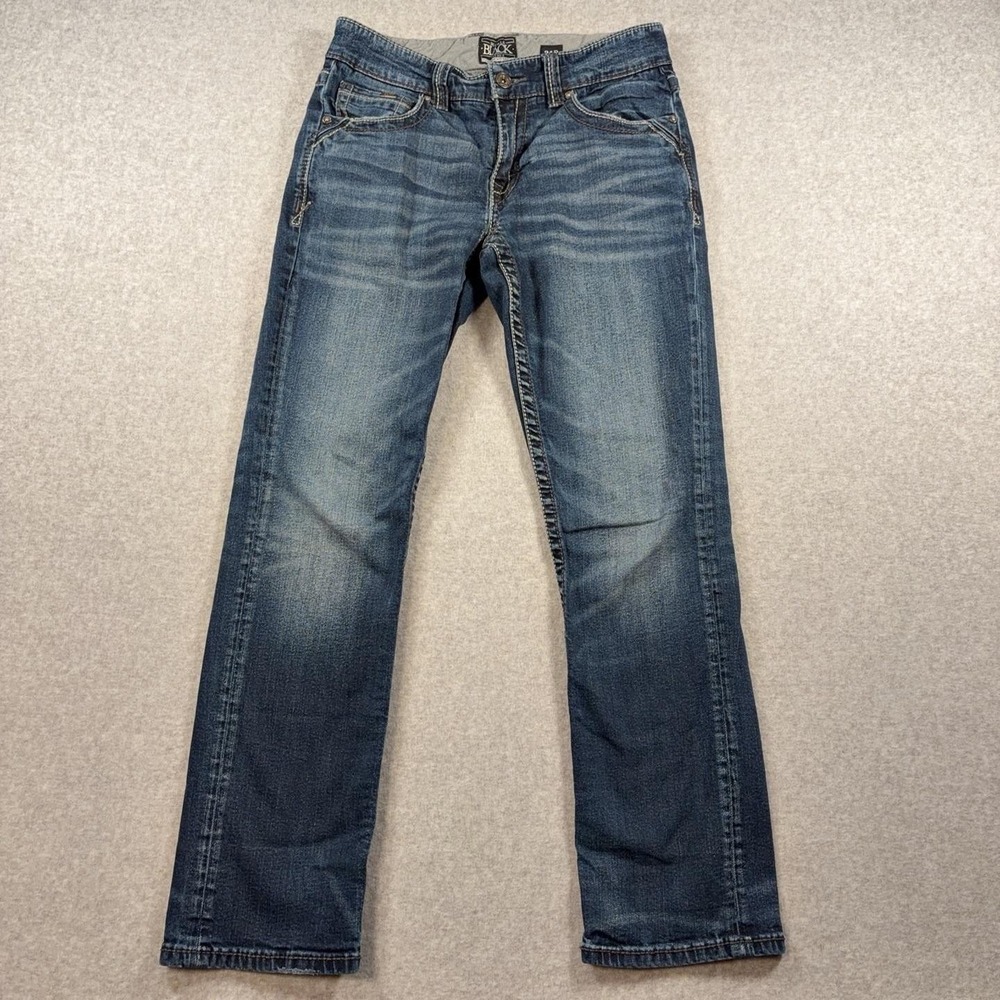 Buckle Black Jeans Mens 31R Blue Fit No 9 Straight Leg Stretch BBLA960 Flawed